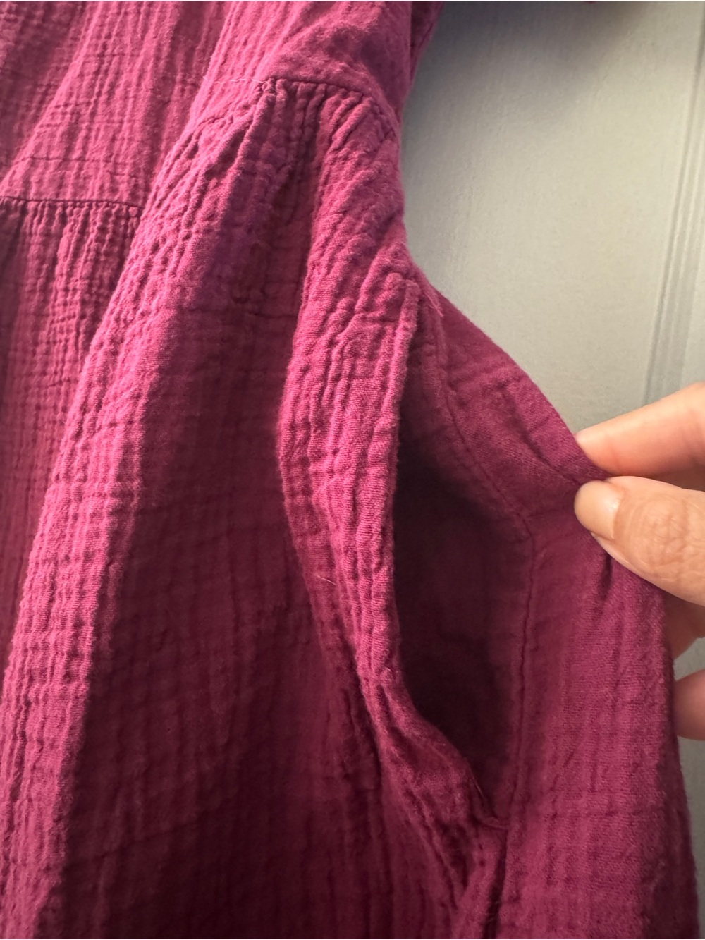 Pact 100% Organic Cotton Gauze Throw-and-Go Dress in Sangria - Picture 4 of 4